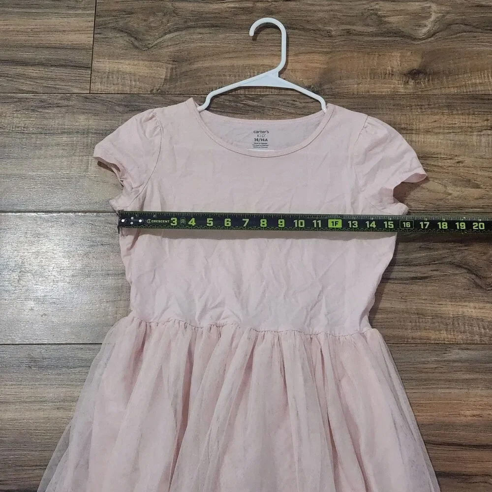Carter's Kids Girls Tulle Dress Size 14 Pink Short Sleeve Party Skater Easter